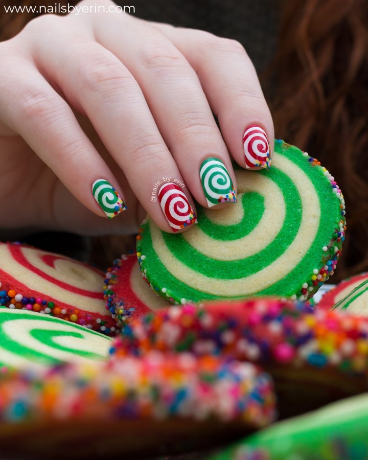 Christmas Cookie Swirl Nails | Christmas Cookie Mani Swap&nbsp;2018