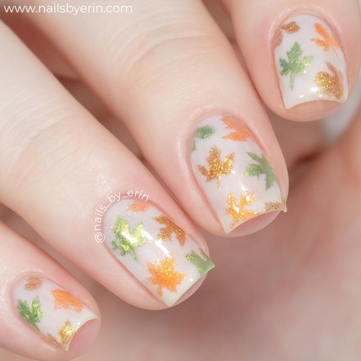 Fall Leaves Nails using Whats Up Nails&nbsp;Stencils